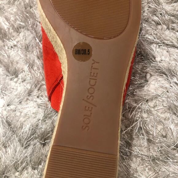 SOLE SOCIETY Carima Tie Espadrille Coral Wedge - Picture 6 of 7